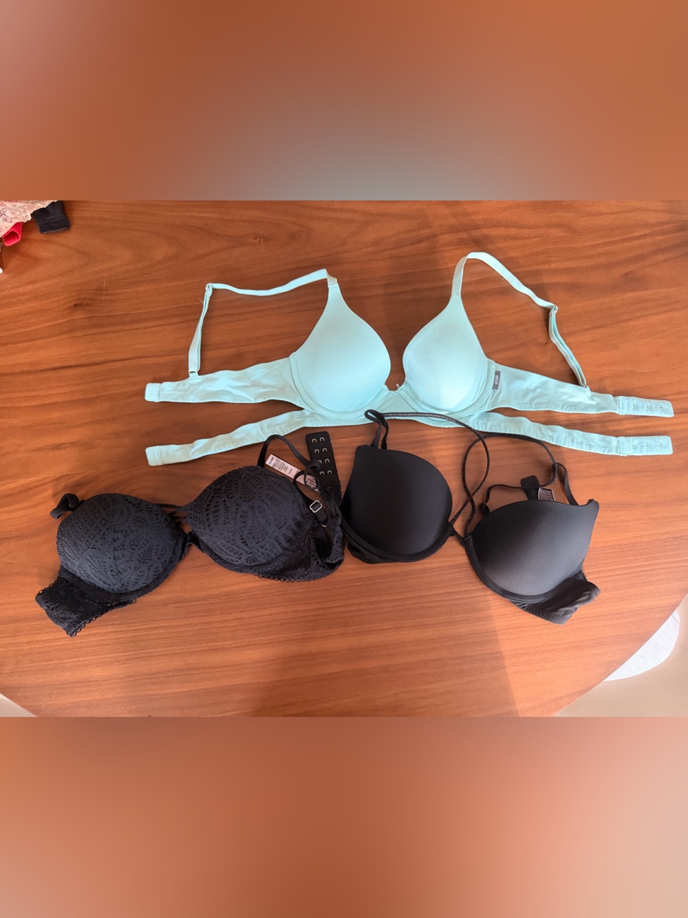 Victoria’s Secret Bra Bundle – 3 Bras – Black & Blue – Fits Like 32B